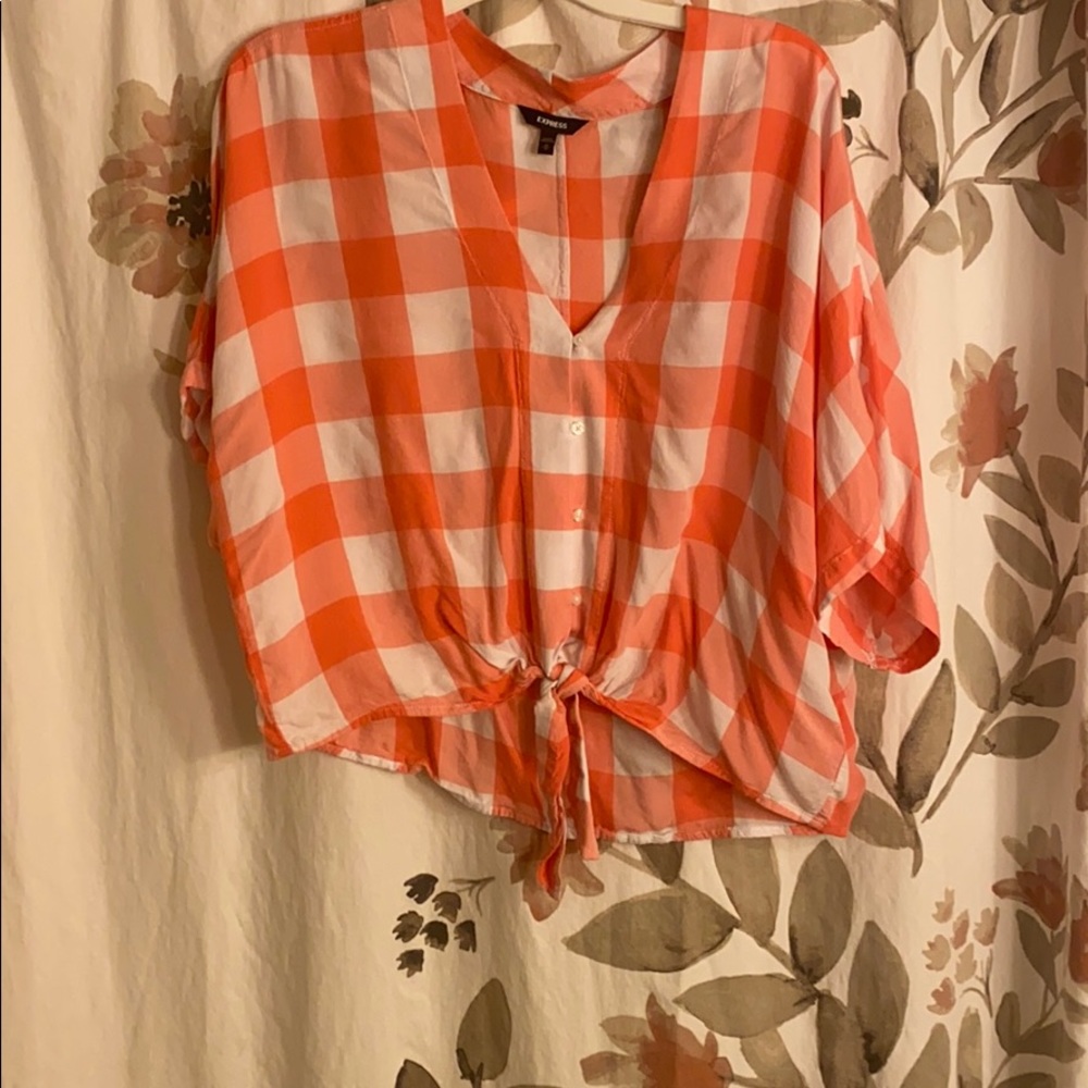 Plaid tie crop top